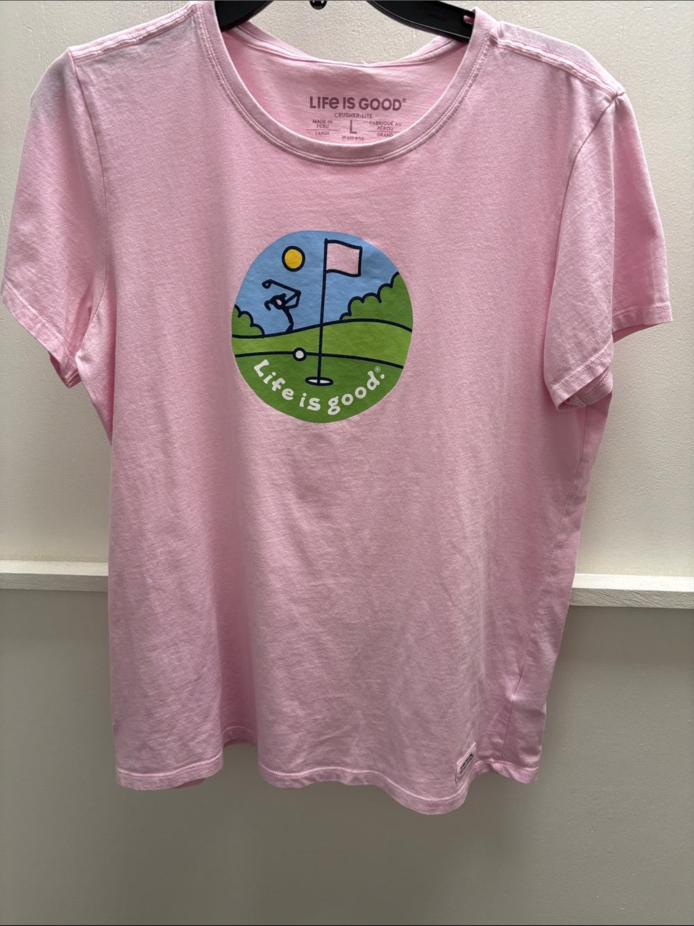 Life Is Good Pink Short-Sleeve Golf Graphic Tee